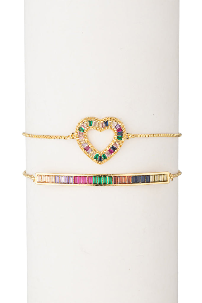 Rainbow Heart Bracelet Set