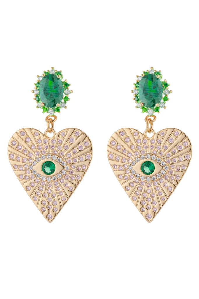 Corazón Earrings - Green