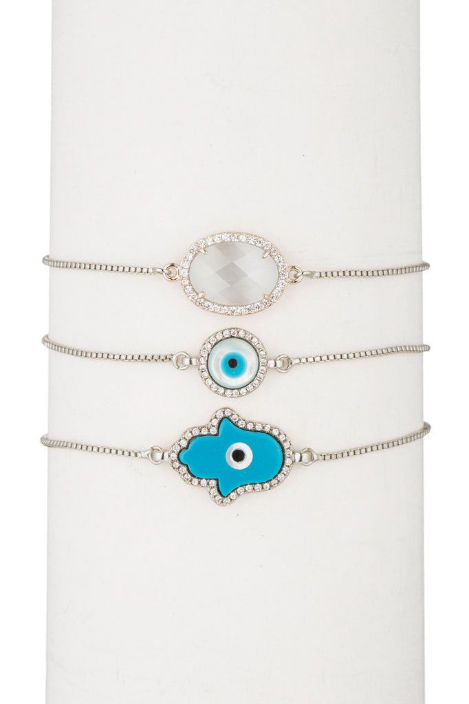 Hamsa and evil eye bracelet set.