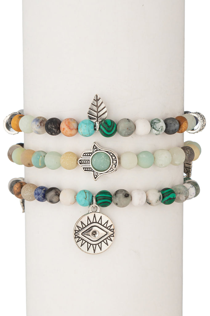 Toya Beaded Bracelet Set - Amazonite & Agate