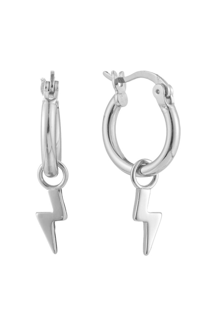 Mini lightning bolt huggie earrings.