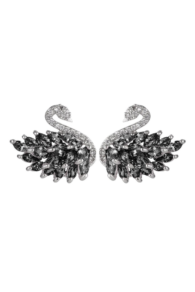 Black swan stud earrings.