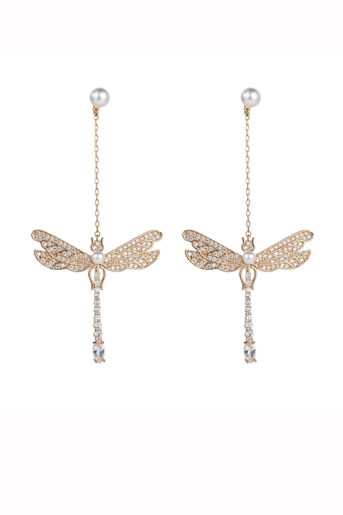 18k gold plated CZ drop earrings.