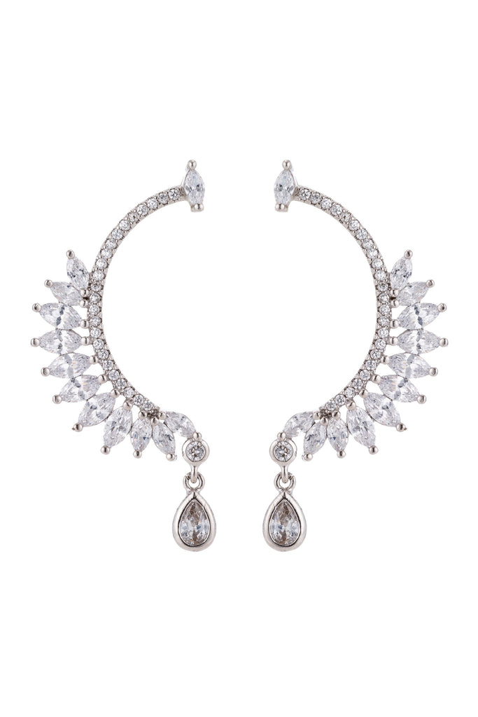 Ear cuff earrings studded with CZ crystals.