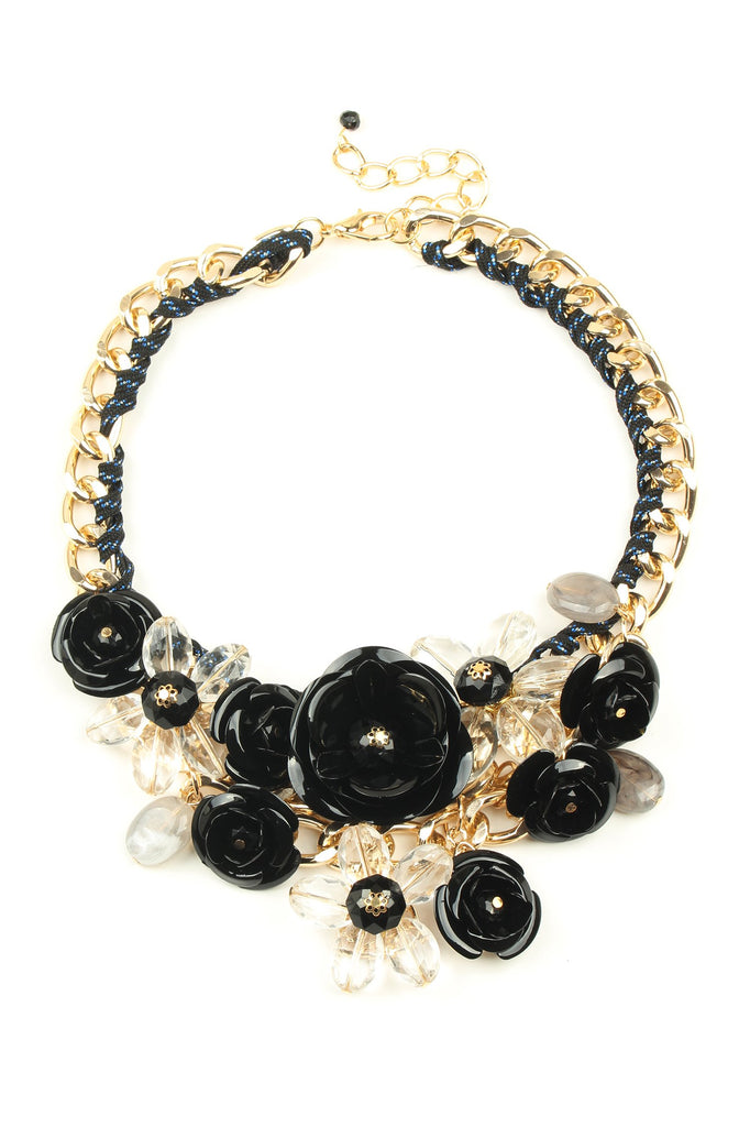 Bouquet Statement Necklace - Black / Gold