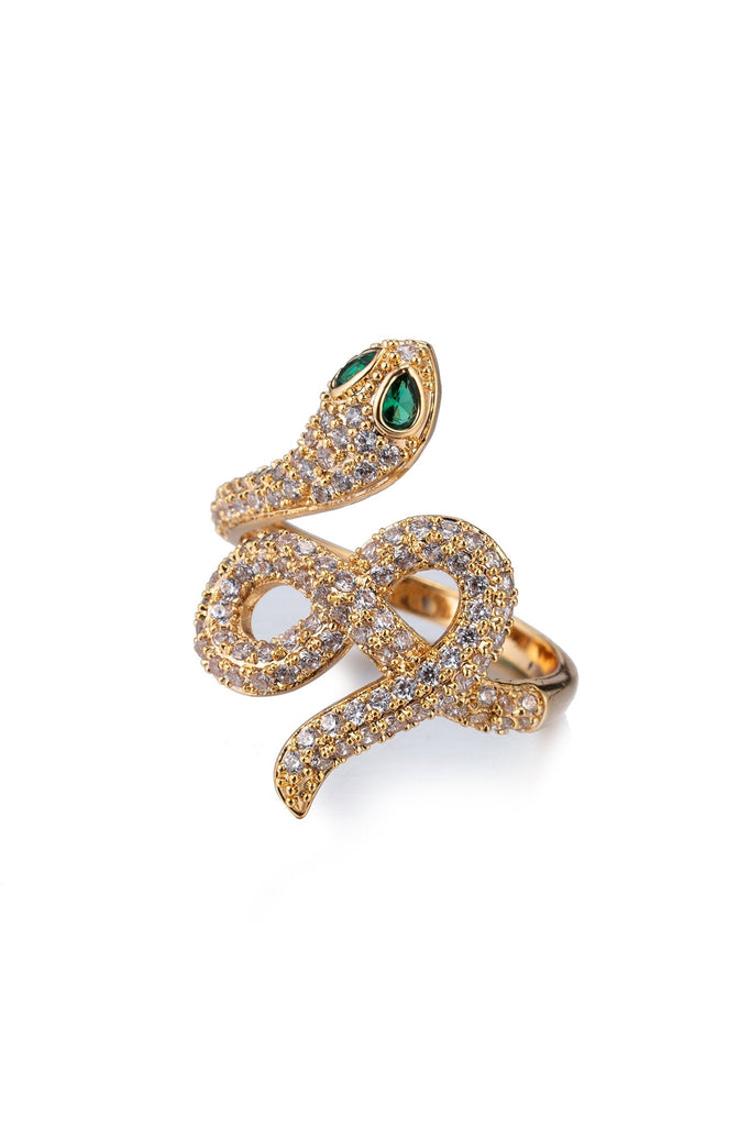 Zayden 18K Gold Plated CZ Adjustable Snake Ring