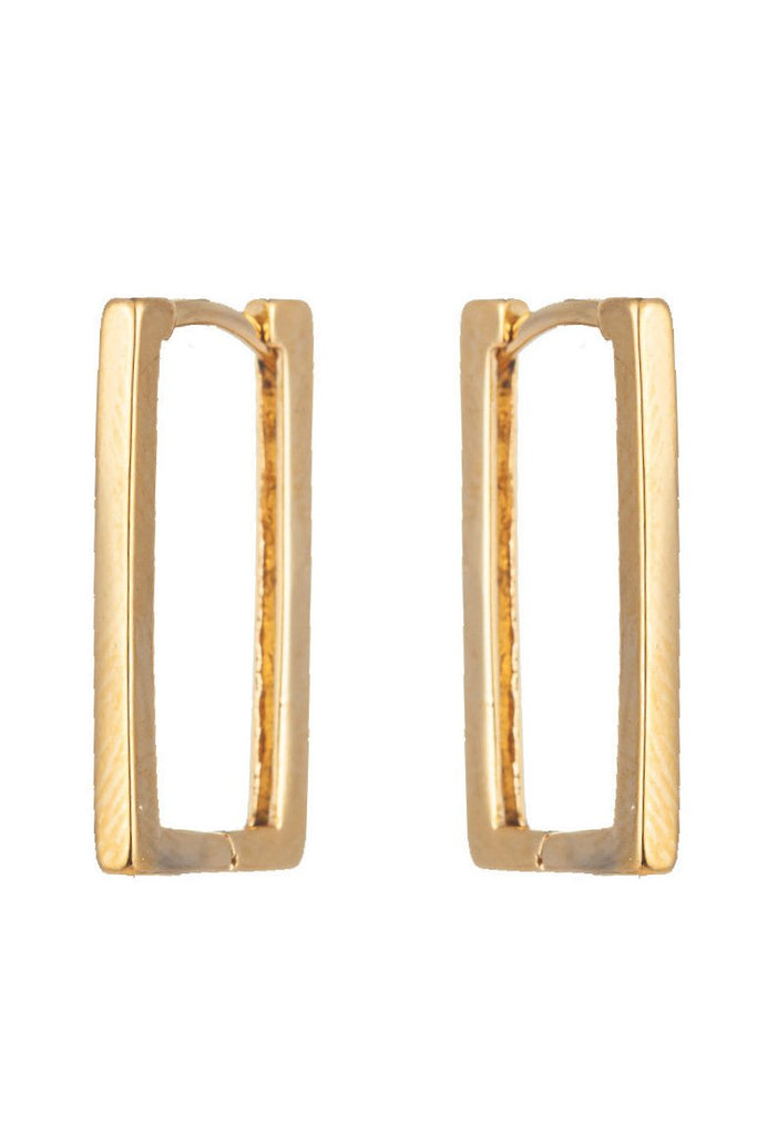 Gold tone brass rectangular statement earrings.