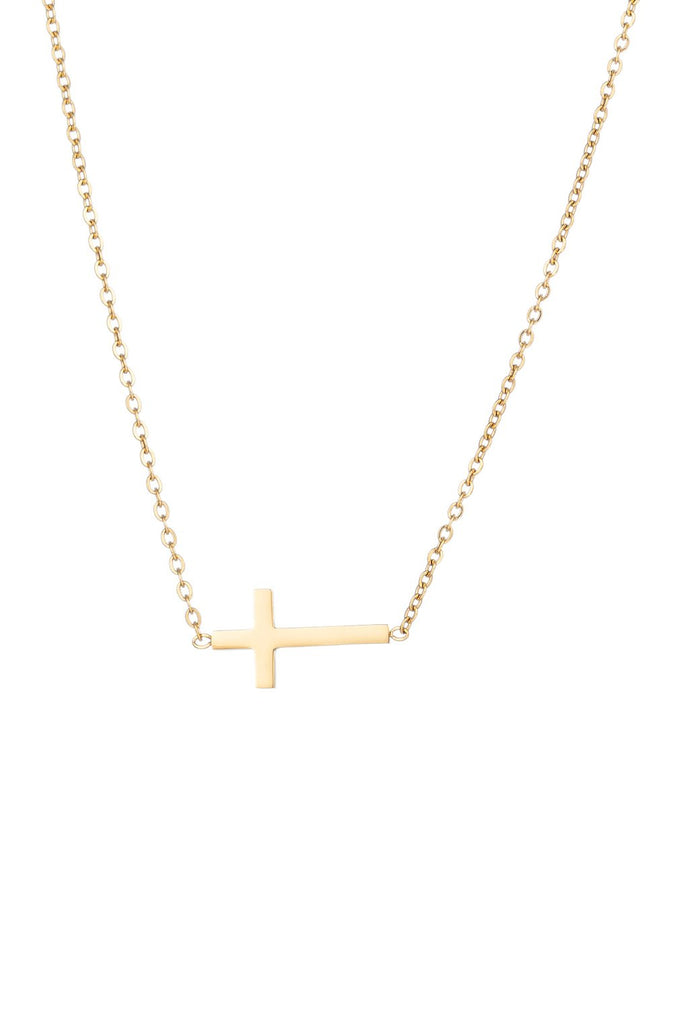 Dainty cross pendant necklace.