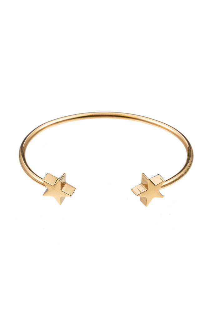 14k gold plated double star cuff bracelet. 
