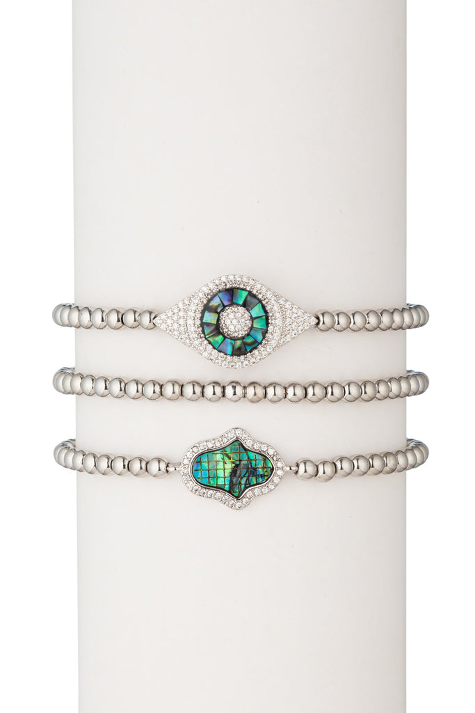 Laila Beaded Bracelet Set - Silver