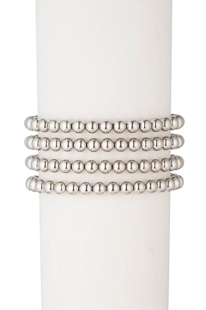 Sophia Beaded Bracelet Set - Silver