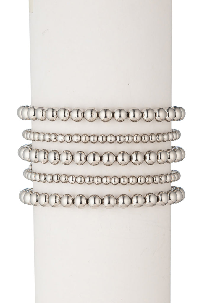 Emma Beaded Bracelet Set - Silver