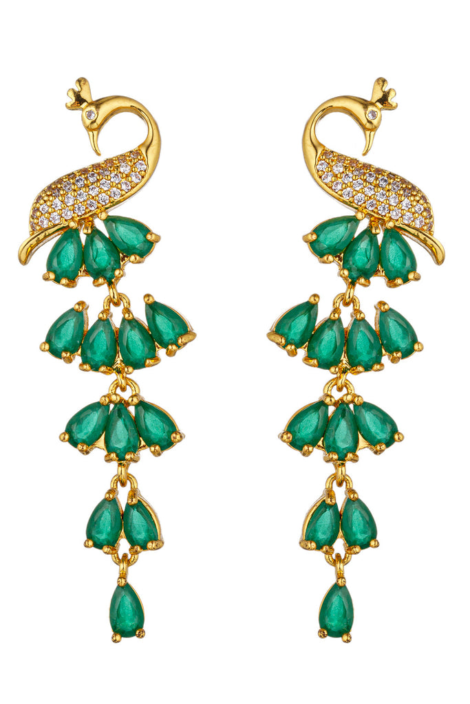 Mona Green 18K Gold Plated CZ Drop Earring