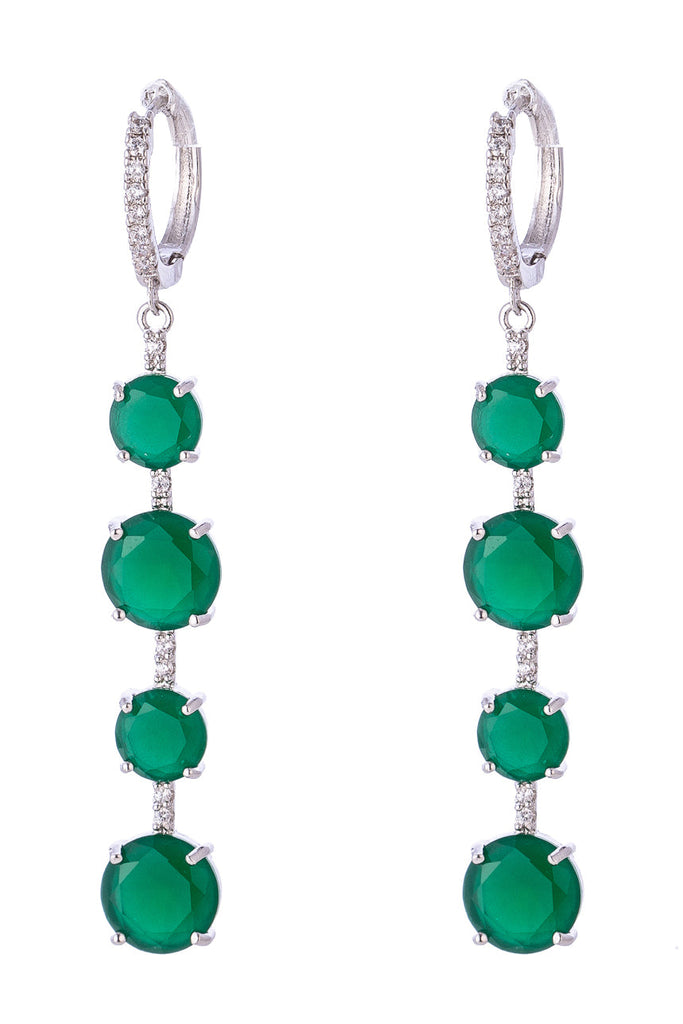 Linda Green CZ Huggie Drop Earrings