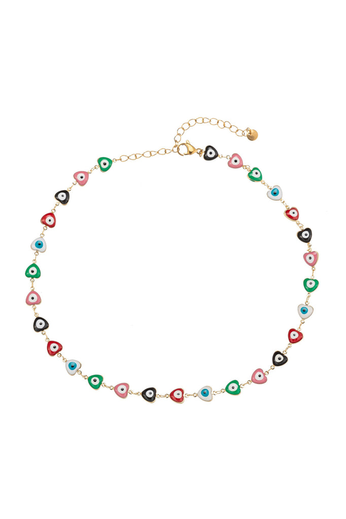 Heart & eye enamel necklace.
