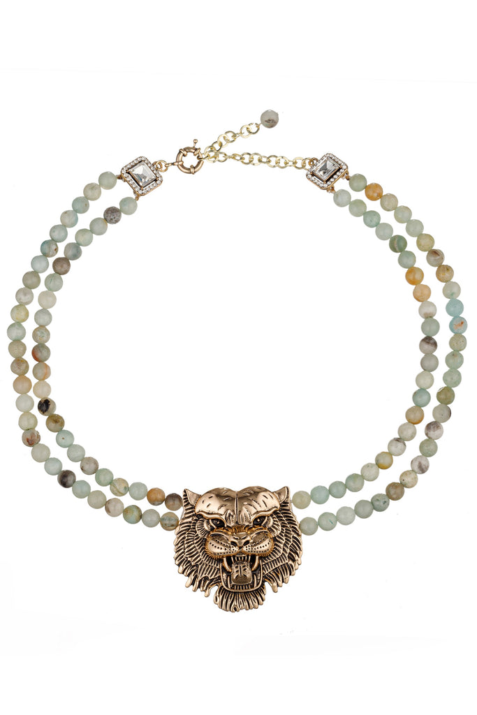 Asal Amazonite Tiger Statement Beaded Necklace