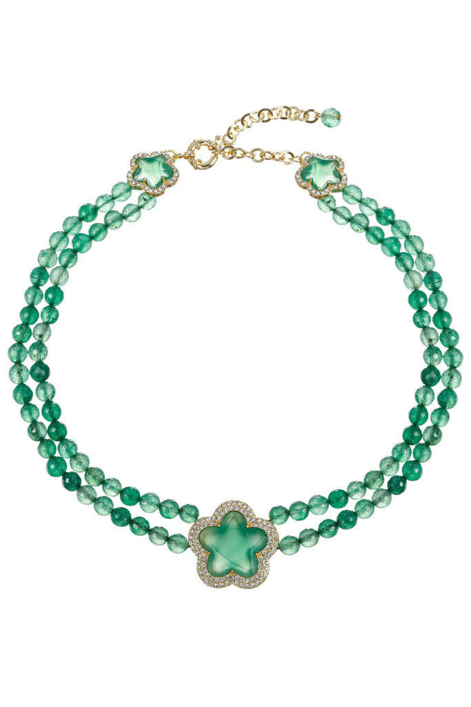 Yasmin Green Agate Beaded Statement Necklace