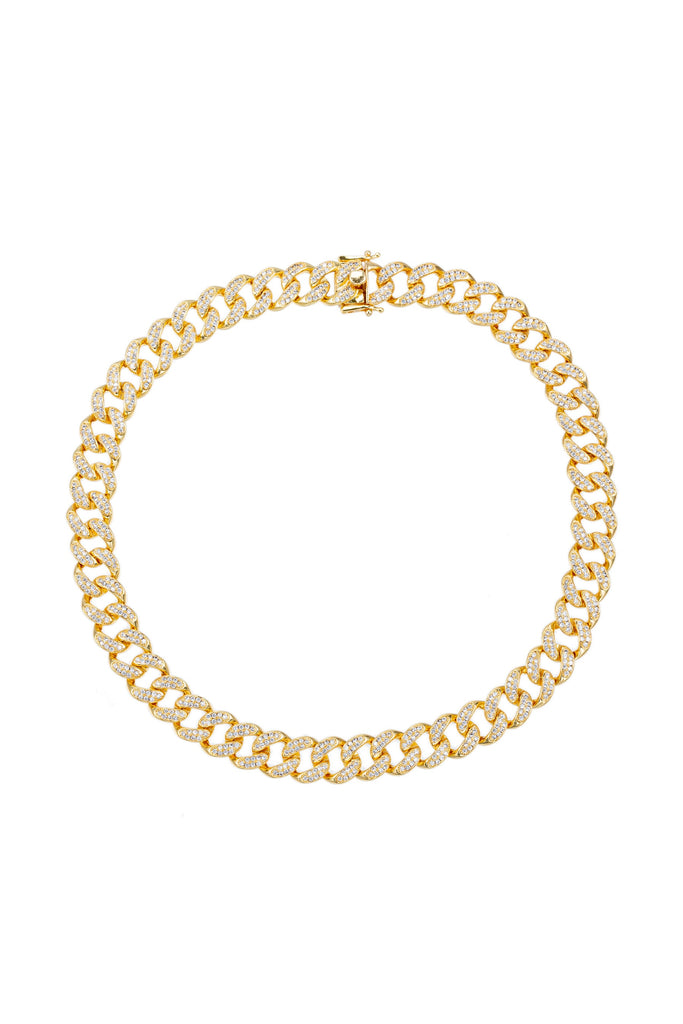 18k gold plated collar necklace studded with CZ crystals.