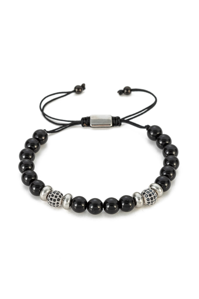 Black agate stretch beaded bracelet.