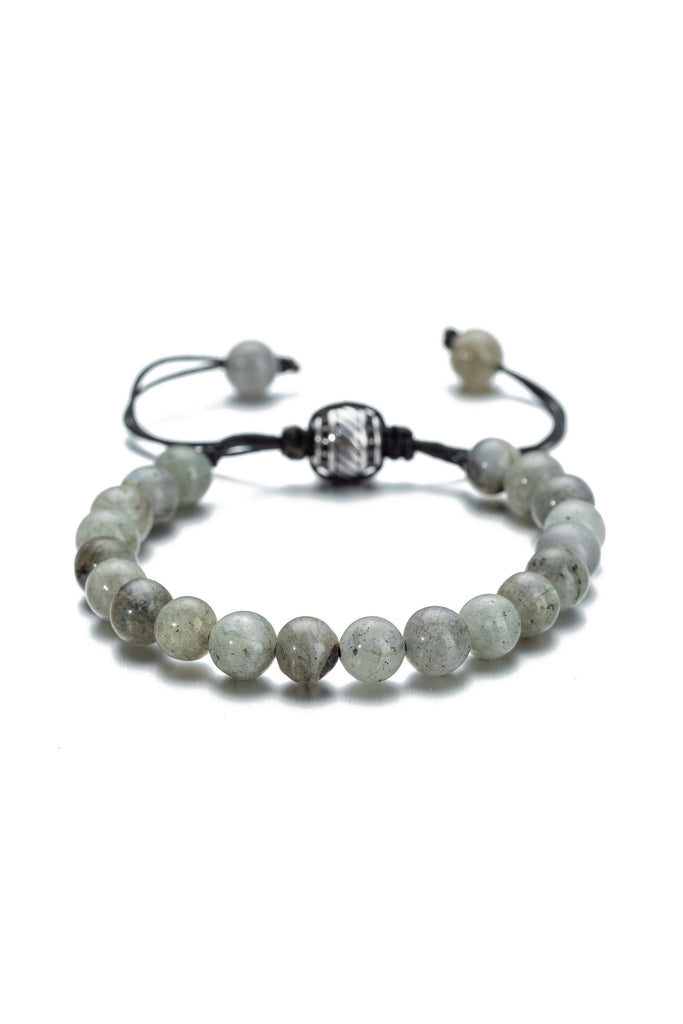 Green tremolite adjustable beaded bracelet.